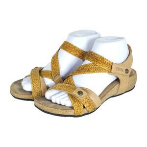 Taos Women’s Trulie US8-8,5 EU39 Tan Leather Woven Cork Wedge Strappy Sandals